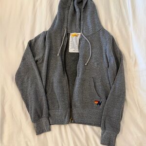 Aviator Nation  Heather Gray Zip-Up Hoodie with bolt
